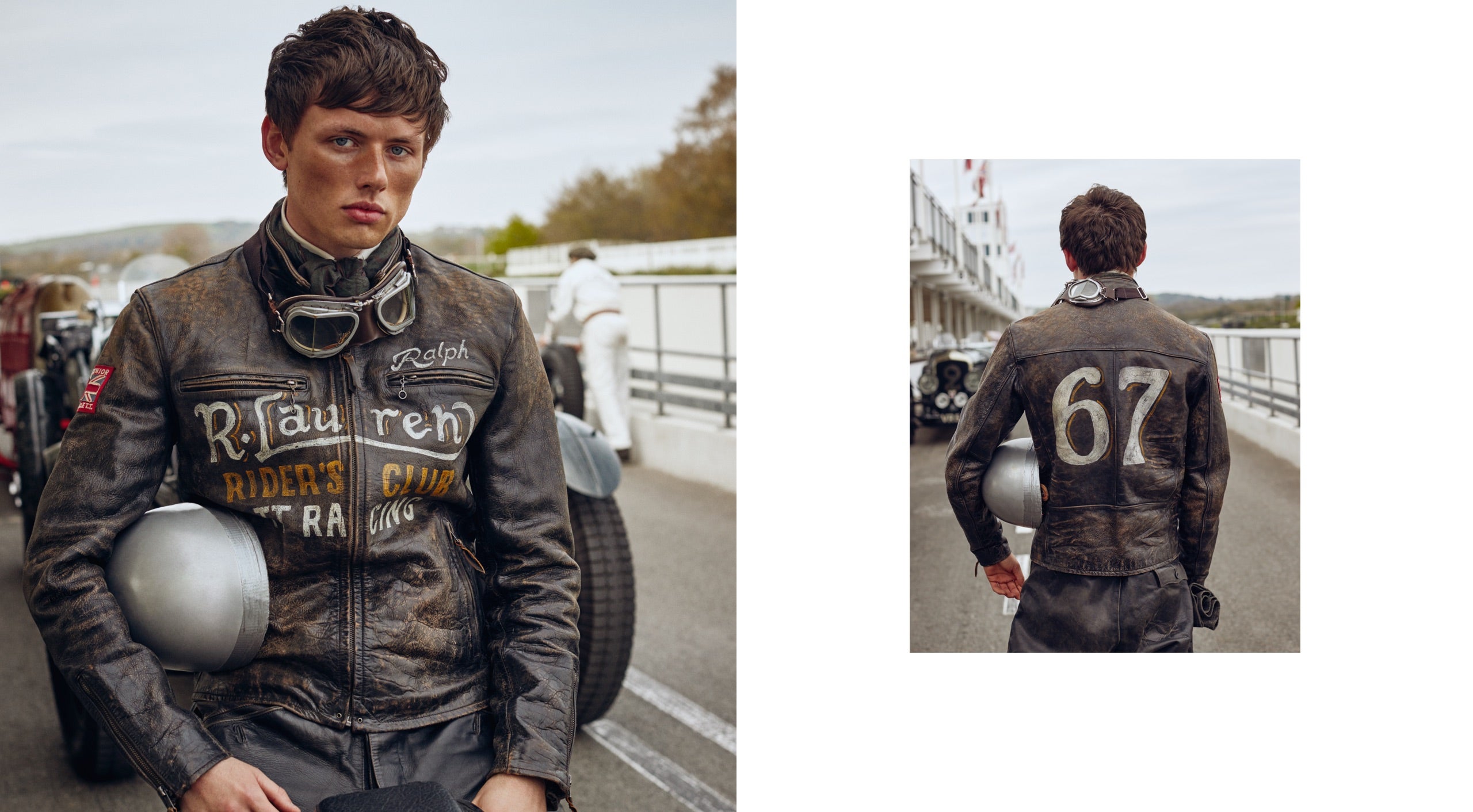 <strong>ON LOCATION</strong><br/><span>This season of Polo Originals, inspired by the golden era of Grand Prix car racing, was photographed at the Goodwood Motor Circuit, which is located in West Sussex, on the 12,000-acre Goodwood Estate. The Circuit has since become known for hosting a number of prestigious motorsport events, including the famous Festival of Speed and Revival.</span> <br/><rlmag_link href="https://www.ralphlauren.global/tn/en/search?cgid=brands-prl-tough-and-refined-cg"><button class="shop-collection">Shop the Story</button></rlmag_link>