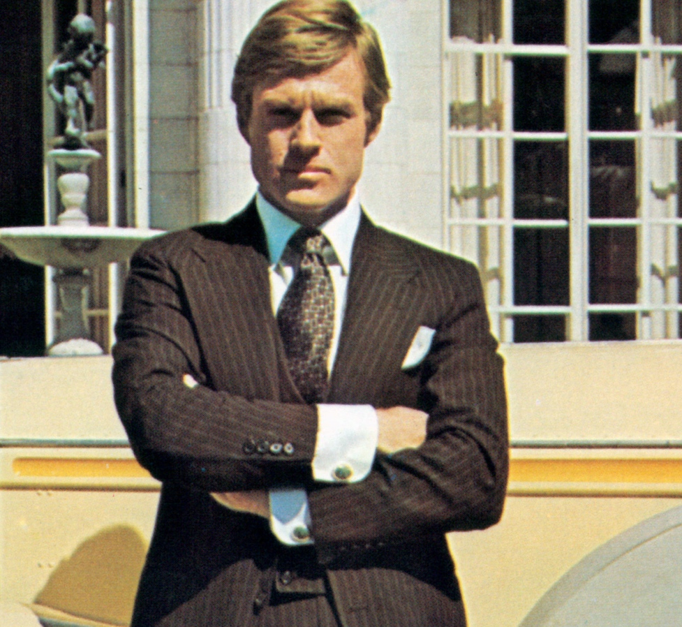 Robert Redford, in a suit by Ralph Lauren, as the title character in <em>The Great Gatsby</em> (1974)