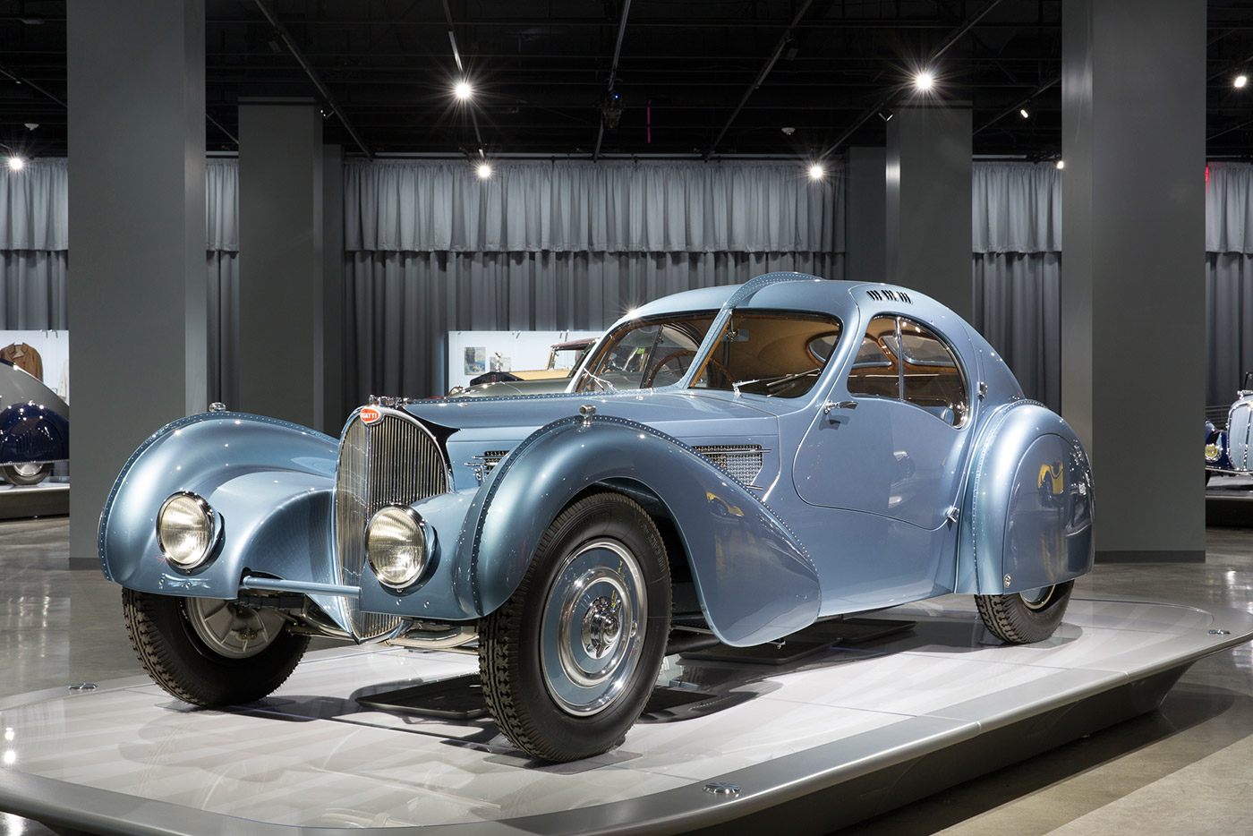 <rlmag_link articleid="time-machine">1936 Type 57SC Atlantic Bugatti Coupe</rlmag_link>: The Petersen has this sculptural piece in their &#x2018;Artistry&#x2019; exhibit &#x2014; Ralph Lauren owns the only other model on earth