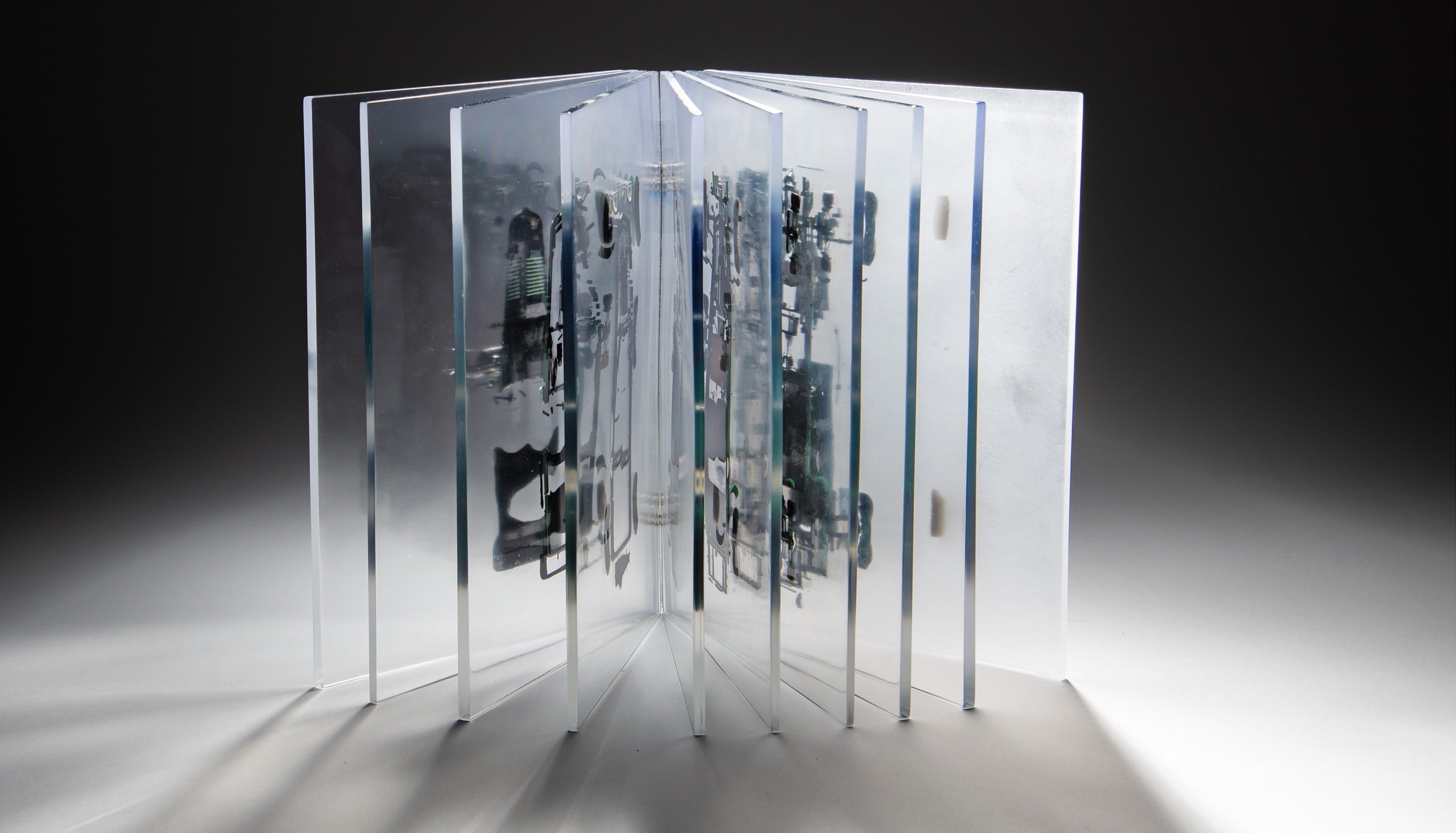 <strong>Choice Cut</strong><br/><span>Oefner recently collaborated on a project with Polo that resulted in one of his &ldquo;Spatial Books&rdquo; and involved sawing a Bentley Blower into slices after it had been encased in a block of clear resin</span> 